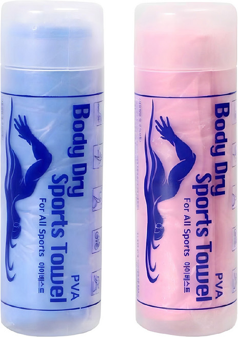 아이베스트 습식 스포츠 수영타올 2종 세트, 블루 + 핑크, 1세트