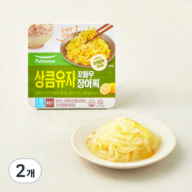 풀무원 상큼유자 꼬들무 장아찌, 220g, 2개