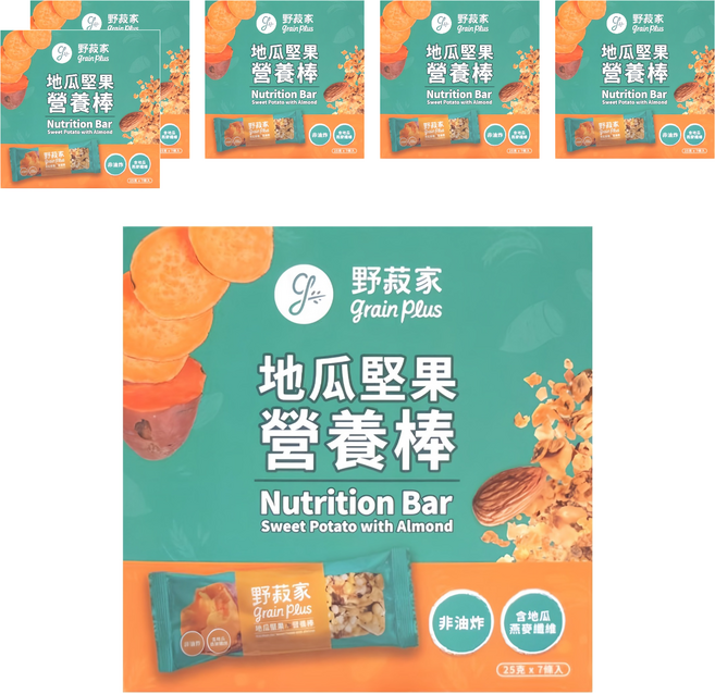 grain plus 野菽家 營養棒 地瓜堅果 7條, 175g, 6盒