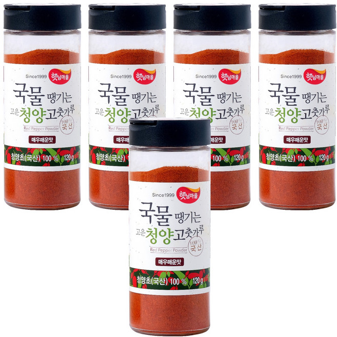Sun Village 讓人想喝湯的細緻韓國產青陽辣椒粉 特辣口味, 120g, 5個