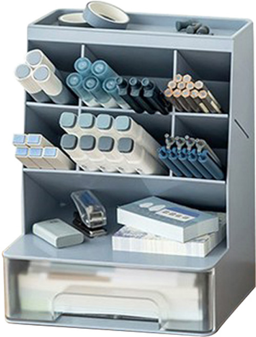 데스크 오거나이저 사무용품 수납함 SD-3811, 블루 투명, 1개