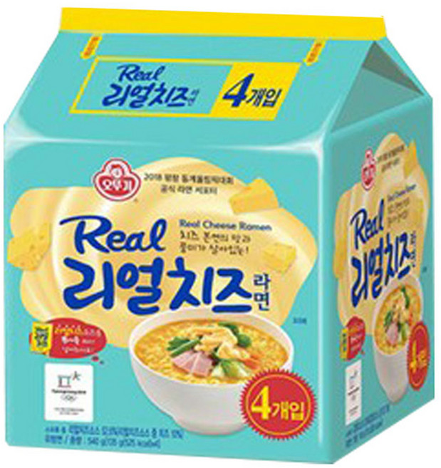 오뚜기 리얼치즈라면 135g, 4개