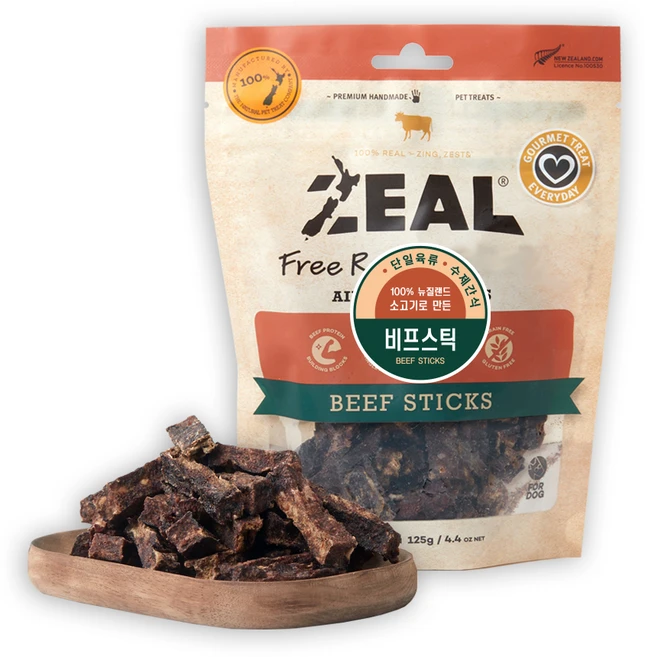 질 강아지 뉴질랜드산 수제간식, 소고기스틱, 125g, 1개 - 쿠팡