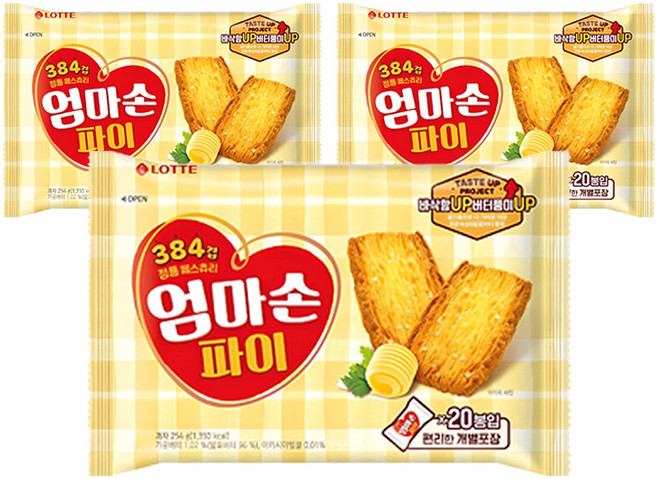 롯데웰푸드 엄마손 파이, 254g, 3개
