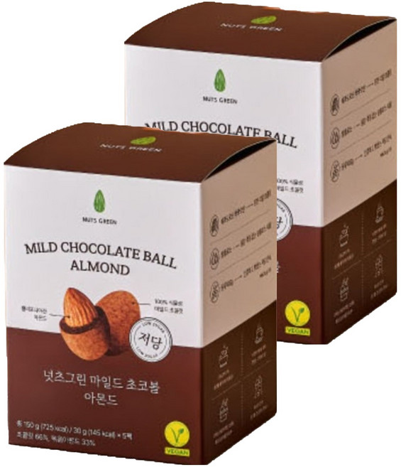 넛츠그린 저당 마일드 초코볼 아몬드 5p, 150g, 2개