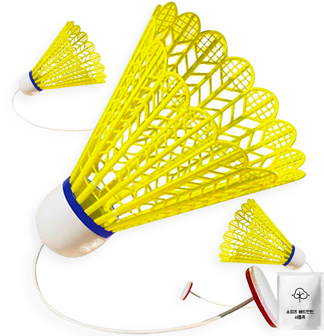 쇼피즈 셀프 배드민턴 연습콕 셔틀콕 3p + 접착버튼 3p + 탄성줄 40p + 균형줄 3p, 혼합색상, 1개입, 1세트