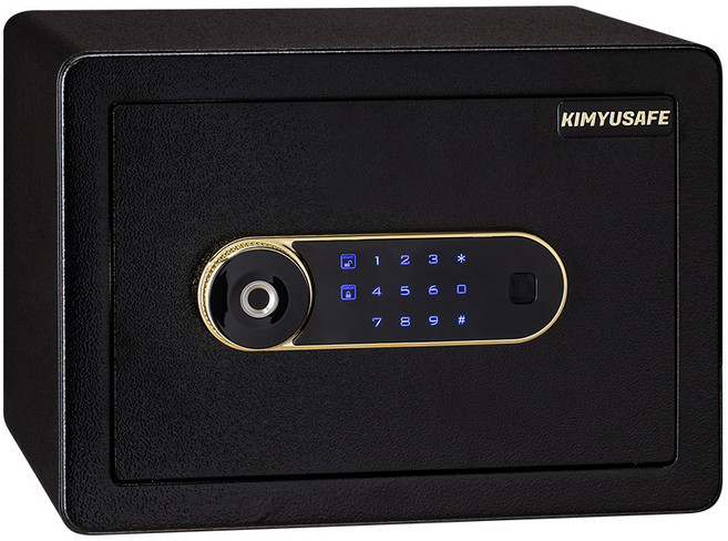 kimyu safe 金鈺保險箱 小型智慧型指紋觸碰密碼保險箱 8kg 15500ml, 黑色 + 金色