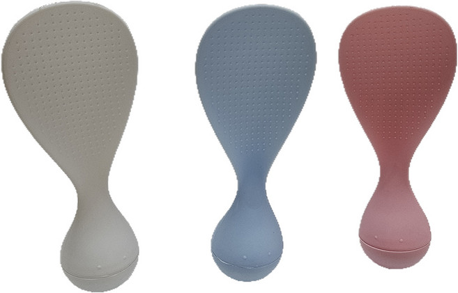 루벤코 오뚜기 스탠딩 밥풀방지 주걱 3종, 1세트, 화이트 + 핑크 + 블루