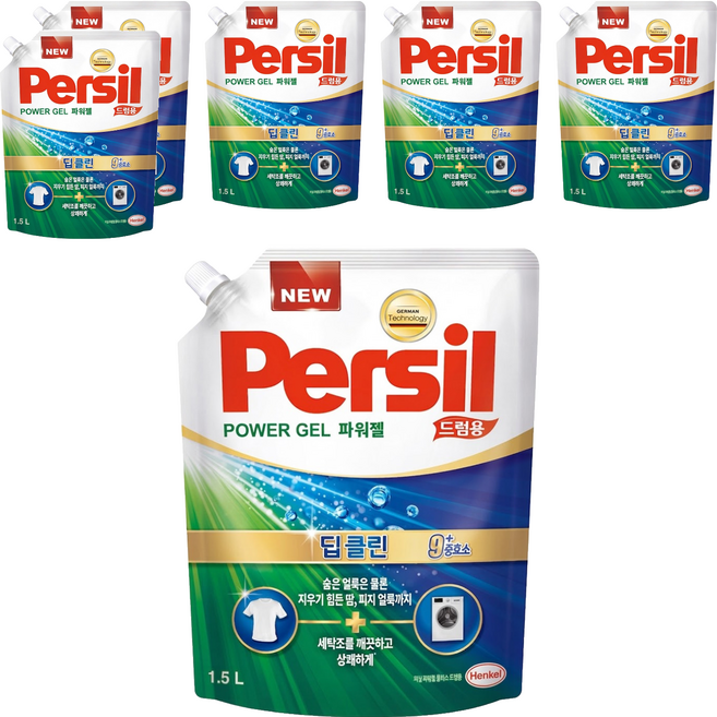 Persil 寶瀅 韓國原裝進口 強效淨垢 滾桶洗衣機專用洗衣精補充包, 1.5L, 6包