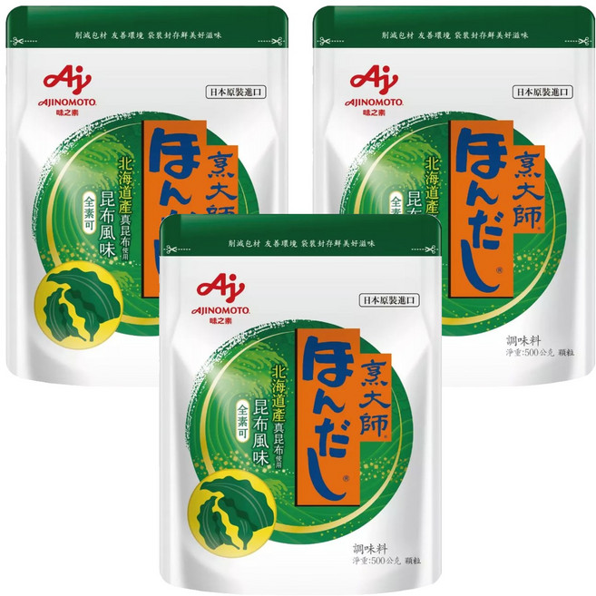 HONDASHI 烹大師 味之素 昆布風味調味料, 3包, 500g