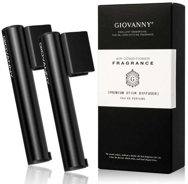 GIOVANNY 파워스틱 차량용 방향제 케이스 2p + 리필 5g 4p, 매트 블랙 ( 블랙체리 ), 1세트