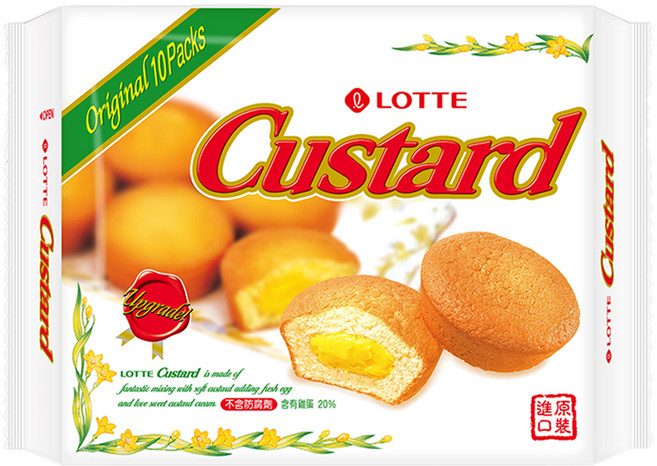 LOTTE 樂天 Custard 蛋黃派 10顆, 230g, 1盒