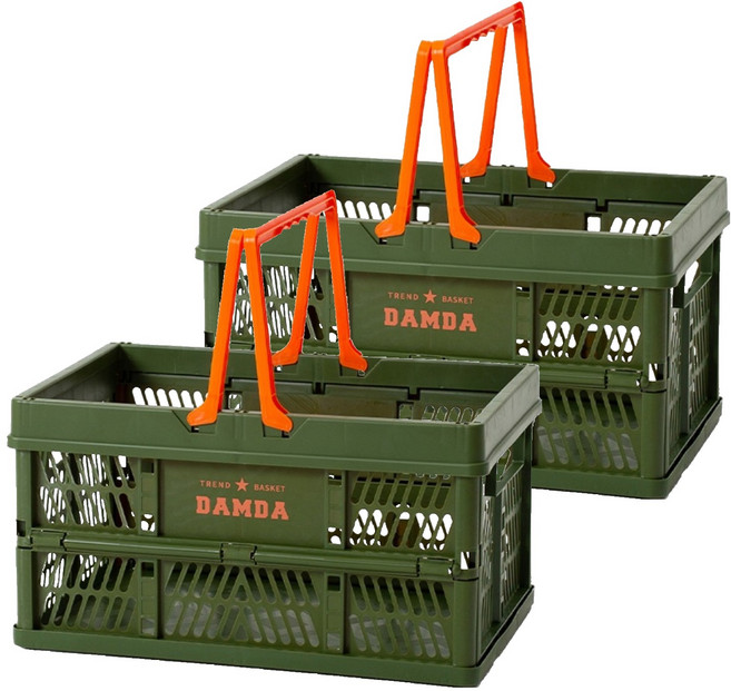 이소품 담다 접이식 바스켓, 카키, 2개