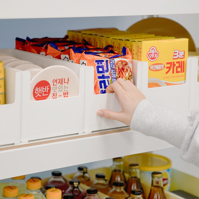 가쯔 국내 제조 와이드 팬트리 수납 정리함, 화이트, 4개