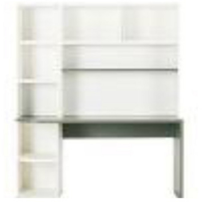 리바트 프레일 전면책상 1500 우형 방문설치, 그린(상판) + 화이트(책장)