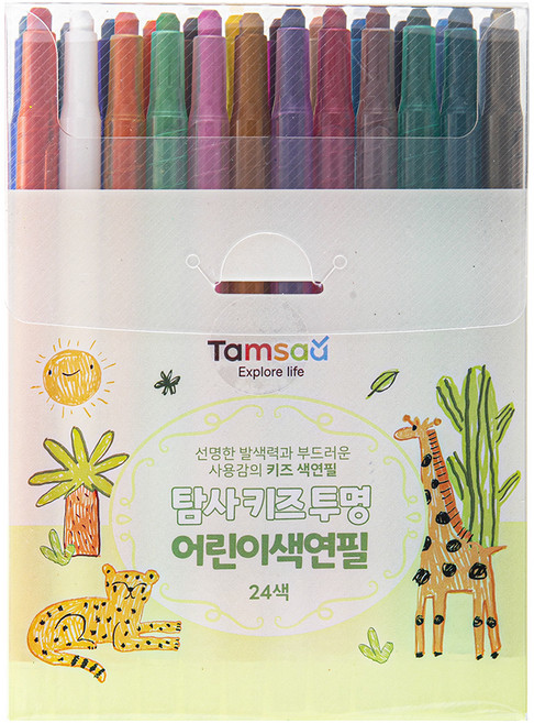 탐사 아동용 투명 색연필, 1개, 24색