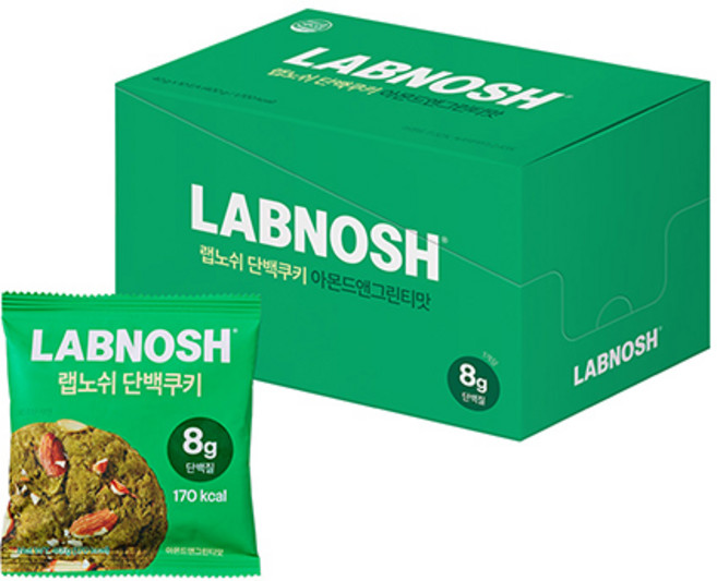 랩노쉬 단백쿠키 아몬드앤그린티, 40g, 10개