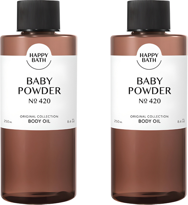 HAPPY BATH 經典系列身體油 嬰兒爽身粉, 250ml, 2個