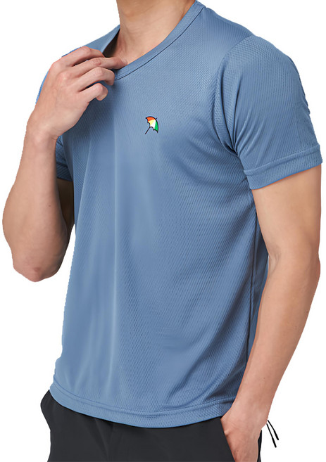 Arnold Palmer 雨傘牌 DRY網眼V領短袖衣 AQ1221, 藍灰