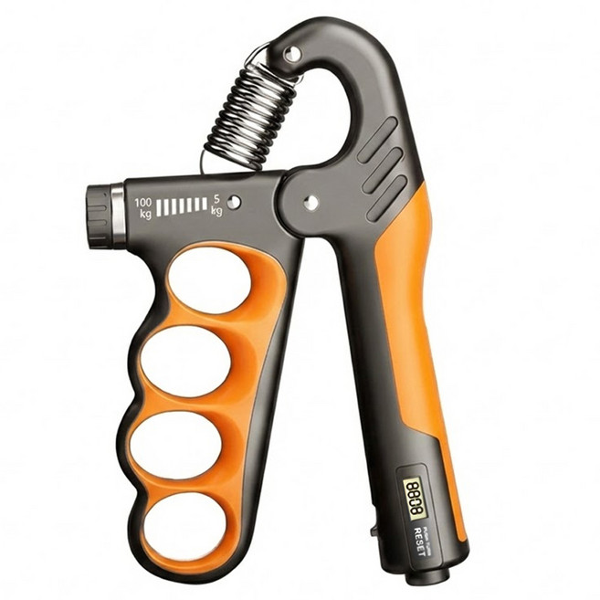 MICHAEL FITNESS 麥克健身 100kg 調節電子計數握力器 旋轉調節 智能調節 14.5 x 2.3 x 16cm, 黑色 + 橘色, 2個