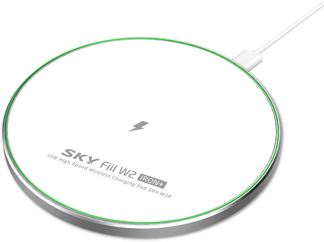 SKY 필 W2P 아이언+ 15W 고속 무선충전기 패드 SKY-W2P, 화이트실버, 1개