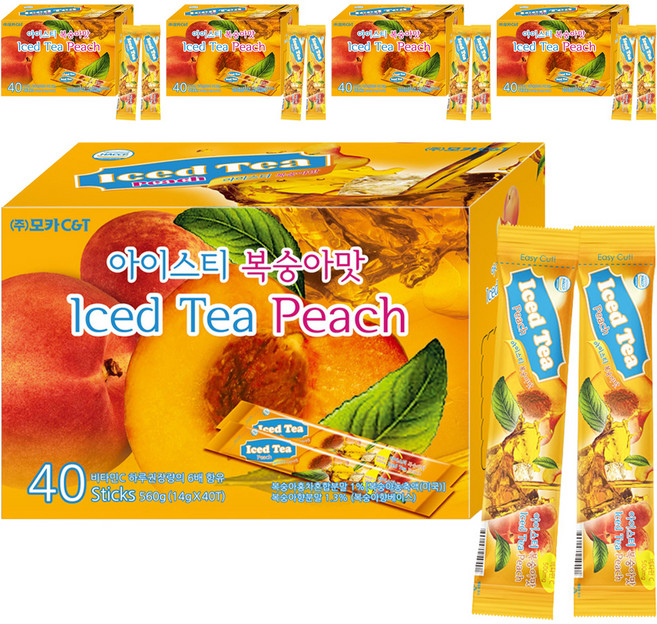 모카씨엔티 아이스티 복숭아, 14g, 40개입, 5개