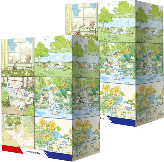 모닝글로리 아트 프리미엄 천연펄프 미니 미용티슈 2겹, 230매, 12개
