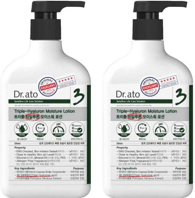 닥터아토 트리플 히알루론 모이스춰 로션, 310ml, 2개