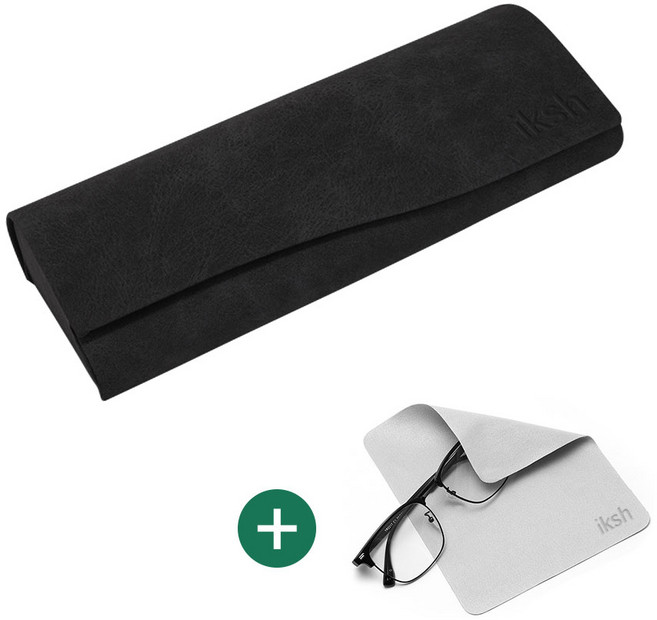 일감생활 곡선형 하드 안경 선글라스 케이스 + 안경닦이 세트