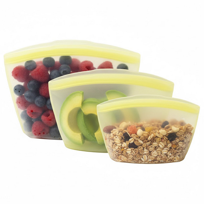 홈하우스 국내산 프리미엄 실리콘 지퍼백 소 + 중 + 대 세트, 라임, 1세트