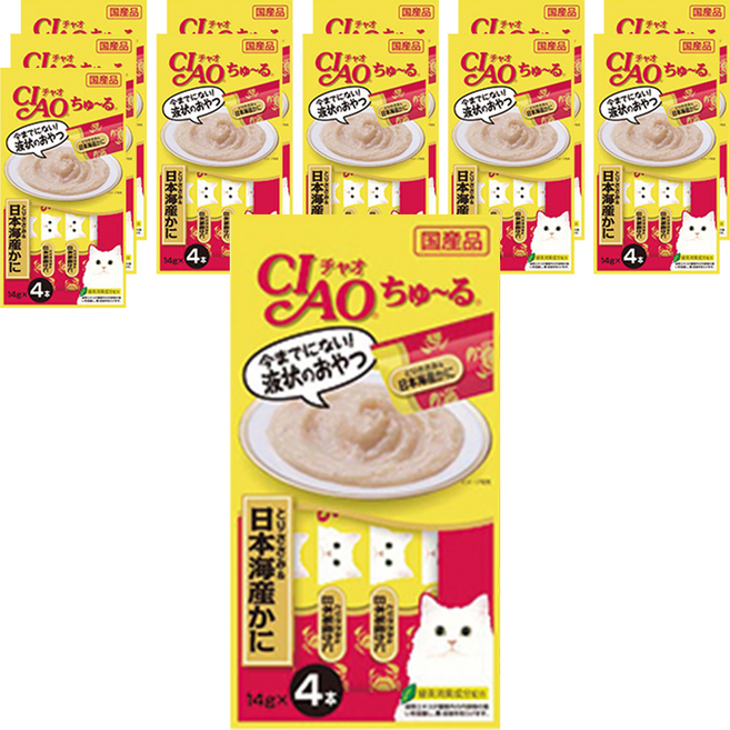 챠오츄르 고양이 짜먹는 간식, 혼합맛(닭가슴살/게살), 14g, 12개