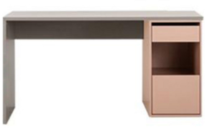 리바트 프레일 하부수납형 책상, 그레이(상판), 핑크(하부책장)
