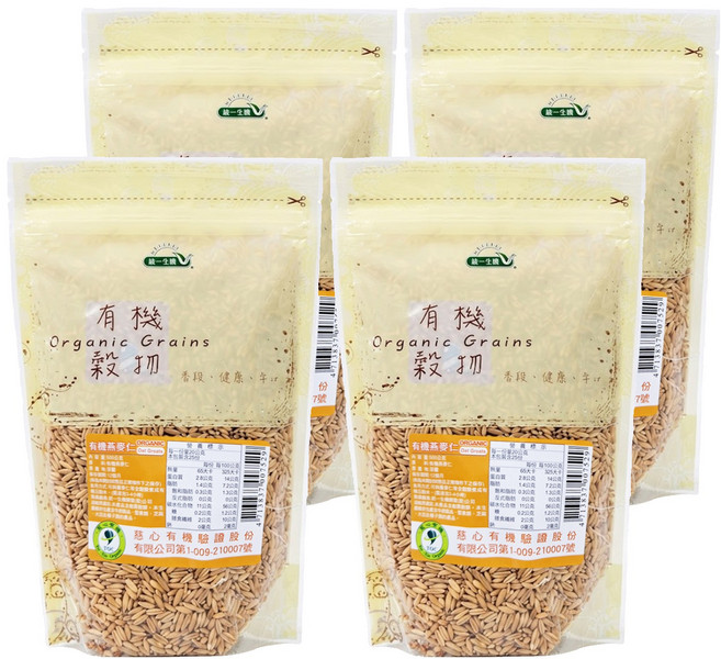 統一生機 有機燕麥仁, 500g, 4包