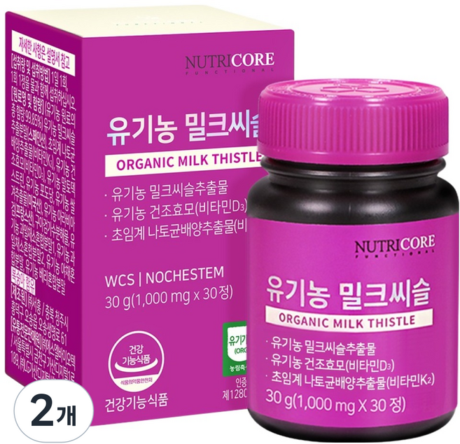 뉴트리코어 유기농 밀크씨슬, 30정, 30g, 2개