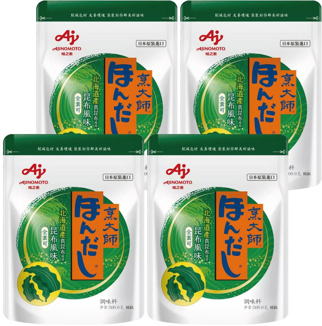 HONDASHI 烹大師 味之素 昆布風味調味料, 4包, 500g