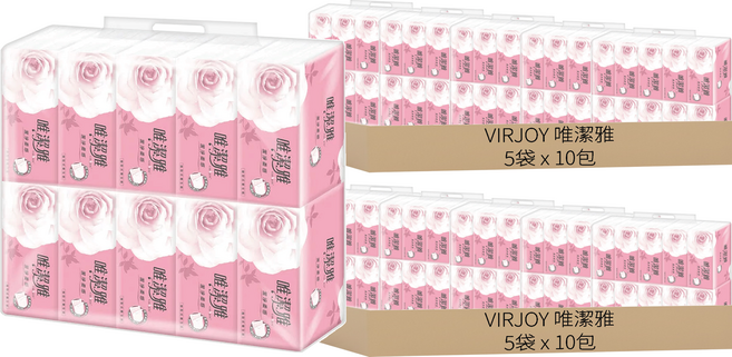 VIRJOY 唯潔雅 抽取式衛生紙 2層 200張, 10包, 10袋