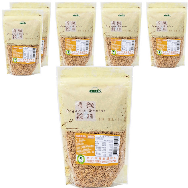 統一生機 有機燕麥仁, 500g, 6包