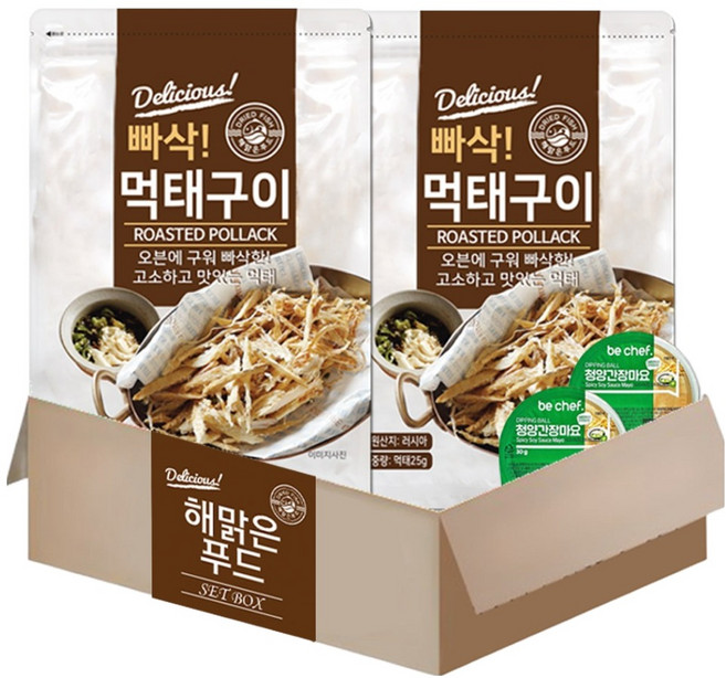 해맑은푸드 빠삭 먹태구이 25g + 청양간장마요 소스 30g 세트, 55g, 2개