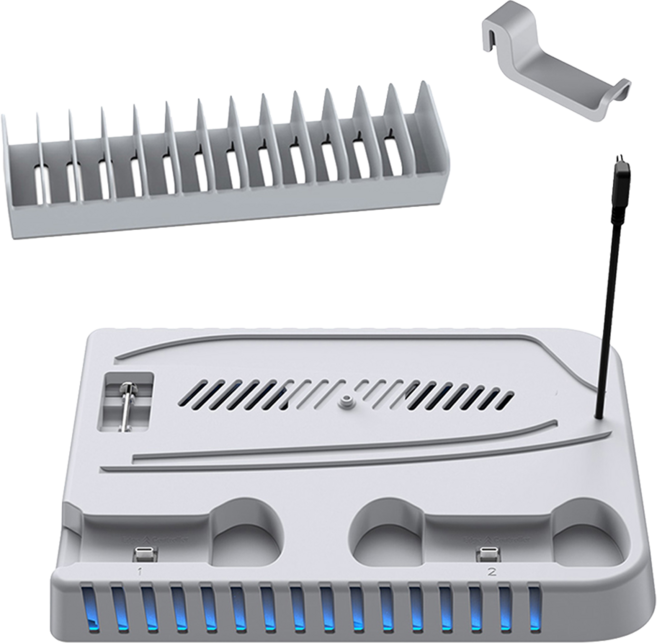 DOBE PS5/Slim/PRO多功能充電散熱底座 附卡盒架 + 耳機架, 白色, 1個, TP5-5505