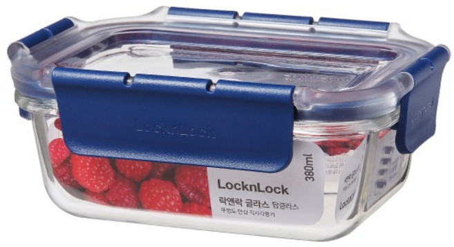LocknLock 樂扣樂扣 頂級透明耐熱玻璃保鮮盒 長方形 380ml LBG422, 容器 + 蓋子, 1個