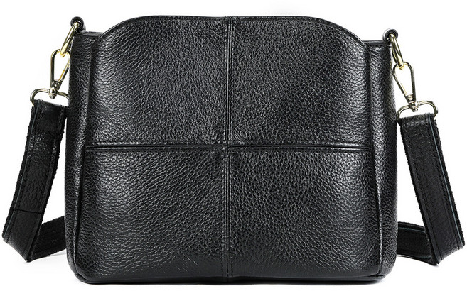 LIKEHOUSE 女款 真皮頭層牛皮2WAY方塊格紋3格層肩背包/斜背包 LB1104, 黑色, 1個