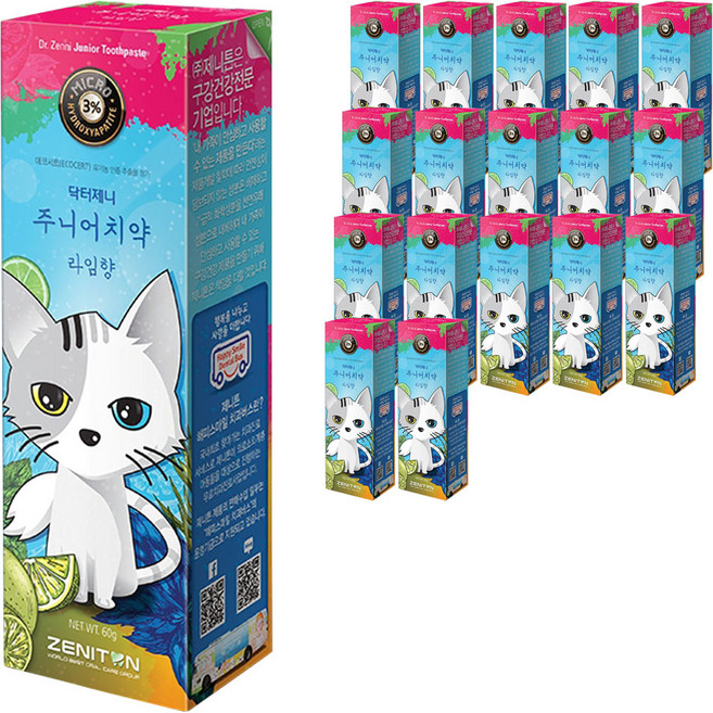 제니튼 닥터제니 주니어치약 라임향 불소함유, 60g, 3개입, 6개