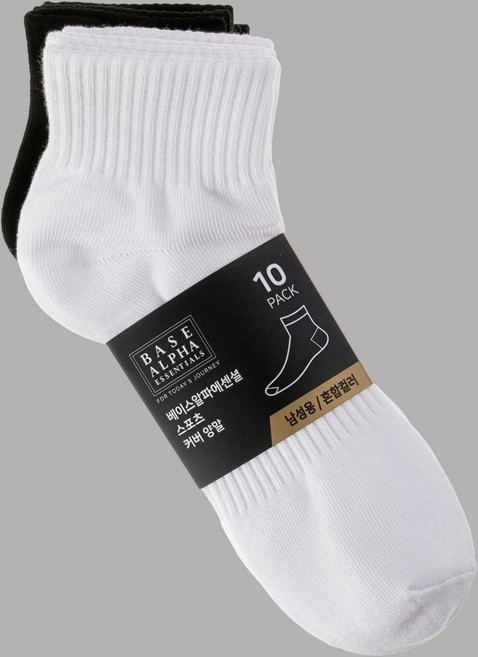 베이스알파에센셜 남성용 프리미엄 스포츠 커버 양말 10켤레