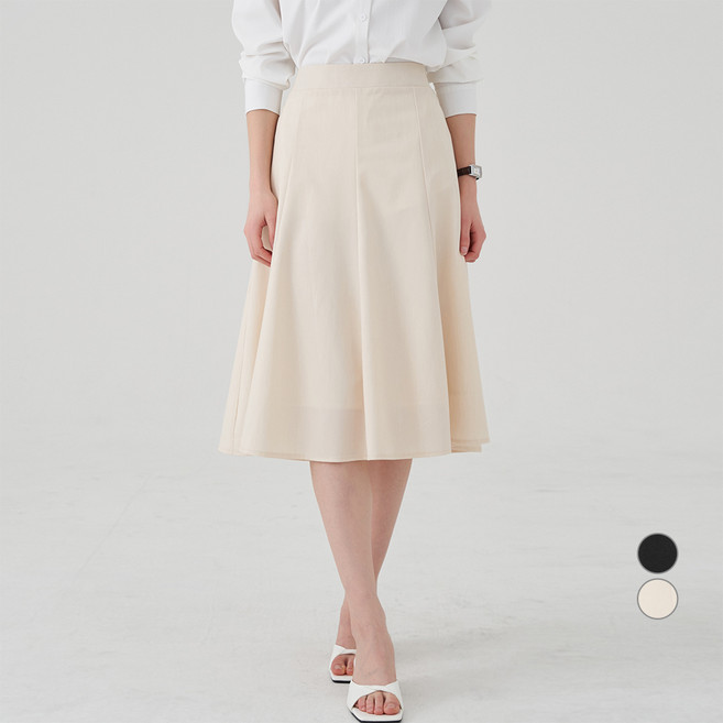 ELLE PARIS 여성용 플레어 밴딩 스커트