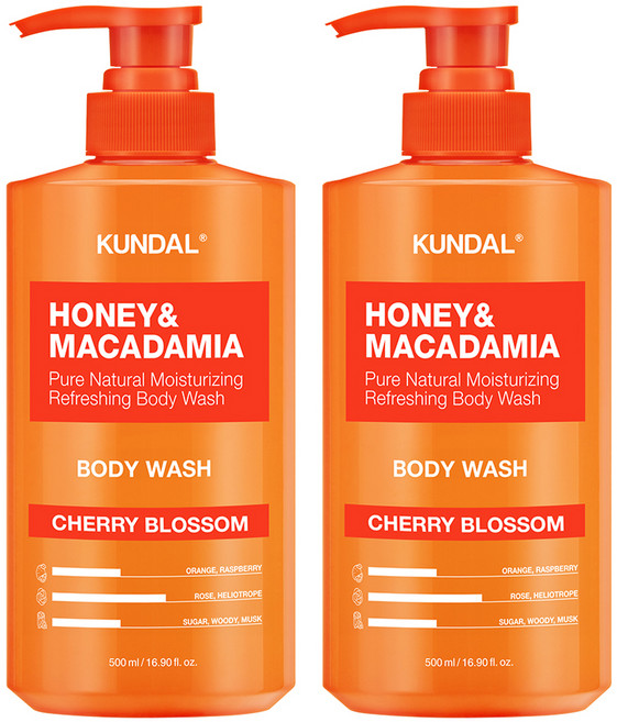 쿤달 허니 앤드 마카다미아 퓨어 바디워시 체리블라썸향, 500ml, 2개