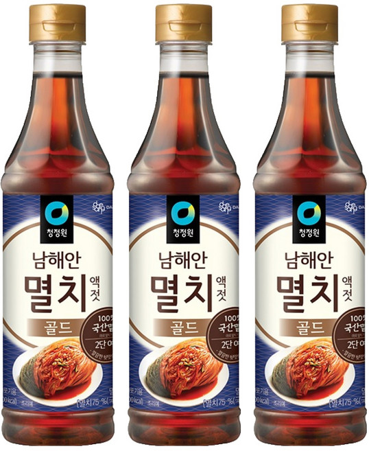 청정원 남해안 멸치액젓 골드, 1kg, 3개