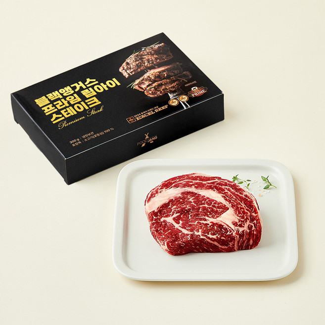 푸드장 미국산 CAB 인증 블랙앵거스 프라임 립아이 꽃등심 스테이크 (냉장), 300g, 1개