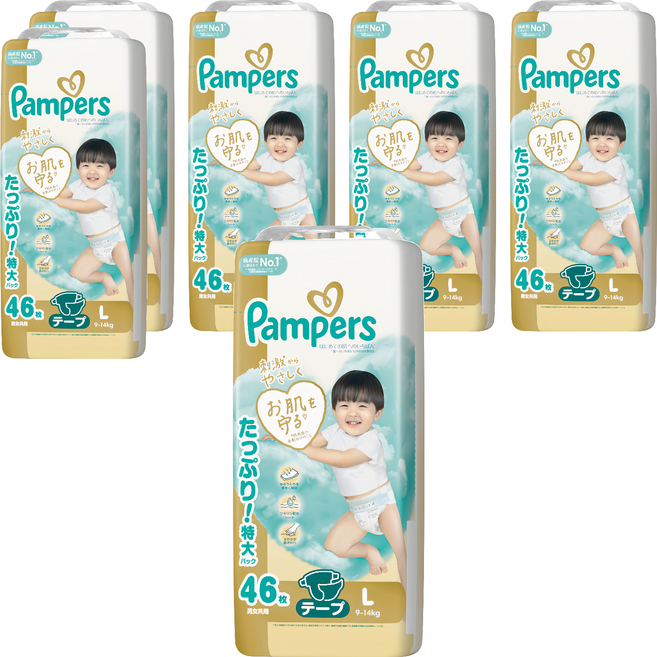 Pampers 幫寶適 日本境內版 黏貼型尿布 9~14kg, L, 276片