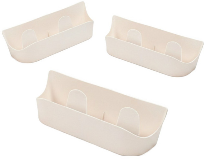 벨로나이트 욕실 문 벽걸이형 슬리퍼 운동화 간편 수납 선반 24.6 x 6.4 x 7.4 cm, 베이지, 3개