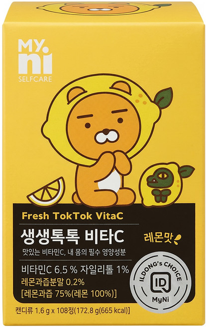 Myni Fresh Tok Tok 維他命C片, 108顆, 1600mg, 1盒